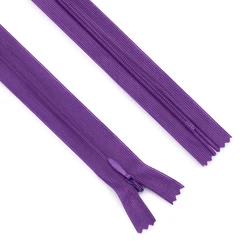 6 - Piece Set: Invisible Nylon Zippers with Lace Edge - Assorted Sizes - 60cm (Purple 500)