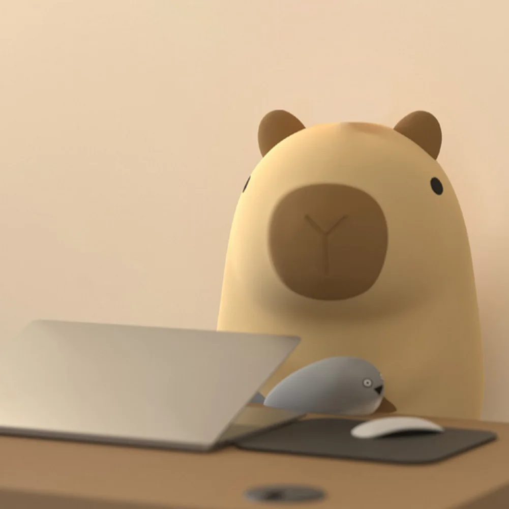 Capybara Night Light Cartoon Pat Light 2 Gear Silicone Sleeping Light USB Charging Atmosphere Light for Home Bedroom Decor