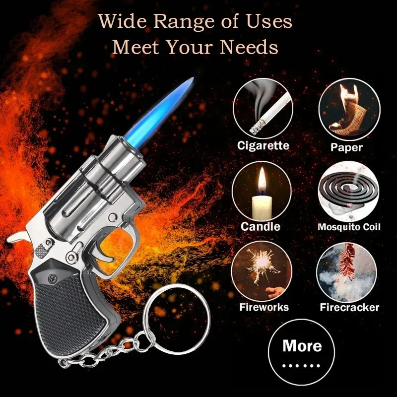 Windproof Adjustable Flame Gun Shape Jet Blue Flame Torch Lighter Refillable Butane Lighter For Cigar Gifts (Without Butane Gas) butane gas lighter cigarette lighter