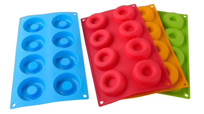 Description Picture 6 of item6/8 Cavity Silicone Donut Mold Baking Pan Mold  Bread Pastry Mold DIY Baking Tray Doughnut Dessert Making Cake Tools