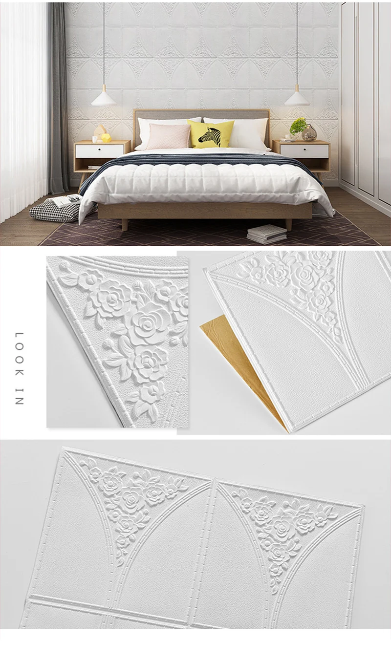 Description Picture 5 of itemSelf-adhesive Wallpaper 3D Three-dimensional Waterproof Soft Bag Background Wallpaper Dormitory Bedroom Decoration Wall Sticker
