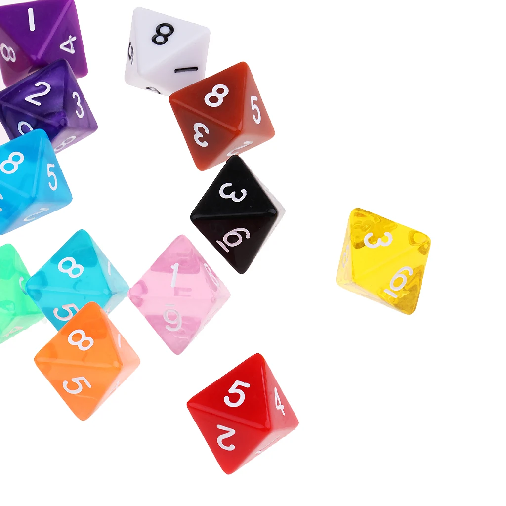 25Pcs Polyhedral D8 Acrylic for RPG DND Role Play Accessory