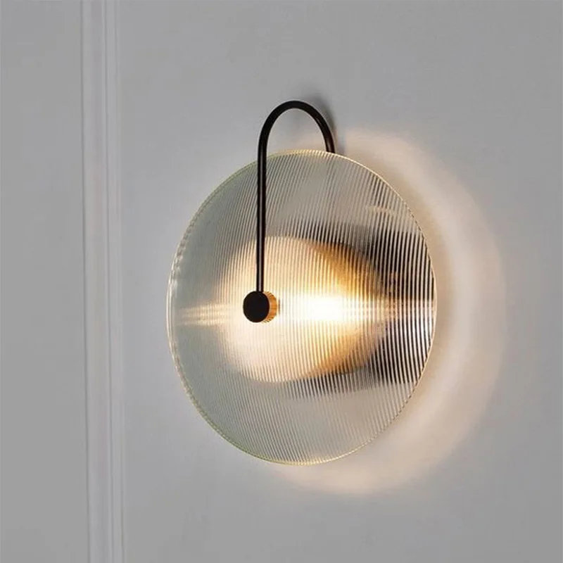 

Post-modern wall lamp creative art living room bedroom bedside lamp Nordic round glass porch corridor lamp new Chinese style