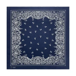 Navy Blue Sailboat Nautical Paisley Bandana Scarf (Navy ethnic style)