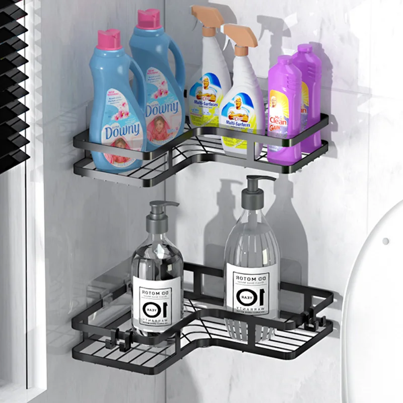 

Bathroom Shelf Punch Free Iron Shower Shelves Shampoo Storage Rack Cosmetic Holder Kitchen Corner Condiment Organizer