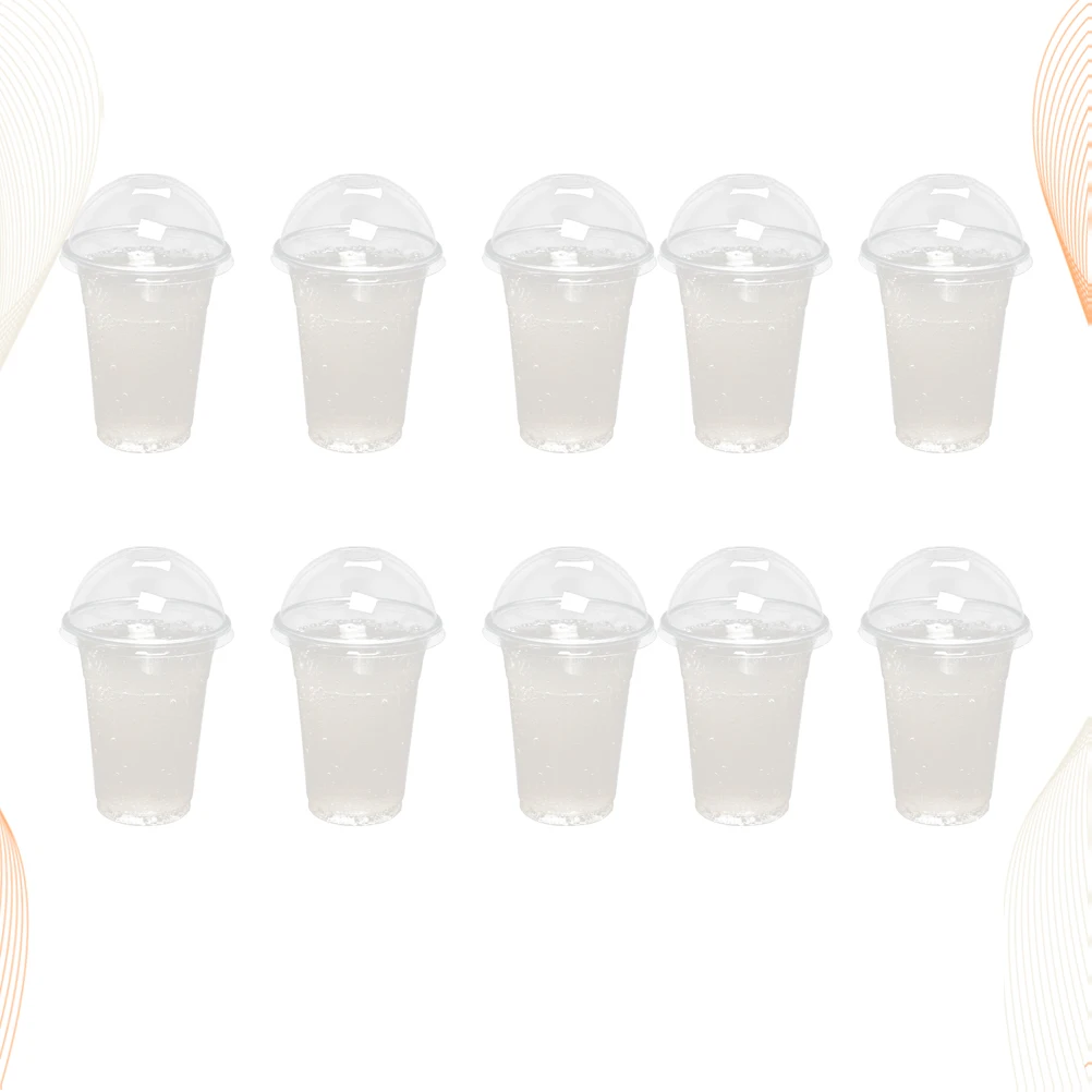 360ml/380ml/500ml Disposable Clear Plastic Cups with a Hole Dome Lids for Tea Fruit Juice Tea Disposable Cup Tableware 50/100Pcs with plastic cups