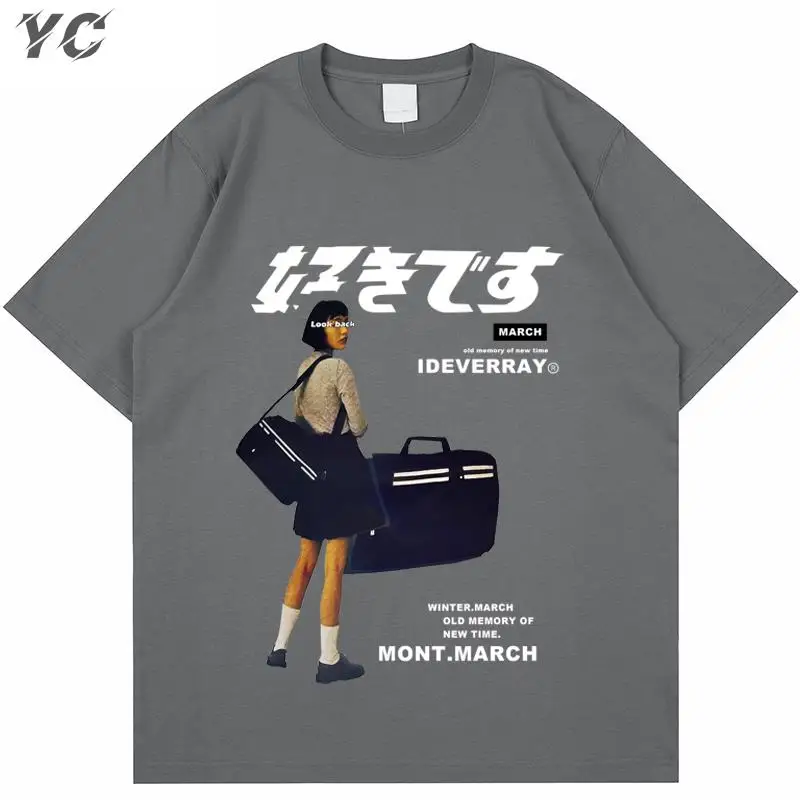 

Hip Hop Streetwear Harajuku T Shirt Girl Japanese Kanji Print Tshirt Y2k Summer Mens Short Sleeve Cotton Oversized T-Shirt Retro
