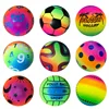 9In Rainbow Ball Indoor and Outdoor Racket Ball Inflatable Leather Ball Flower Colored Ball Squirt Toy Water Amusement Balls Fun