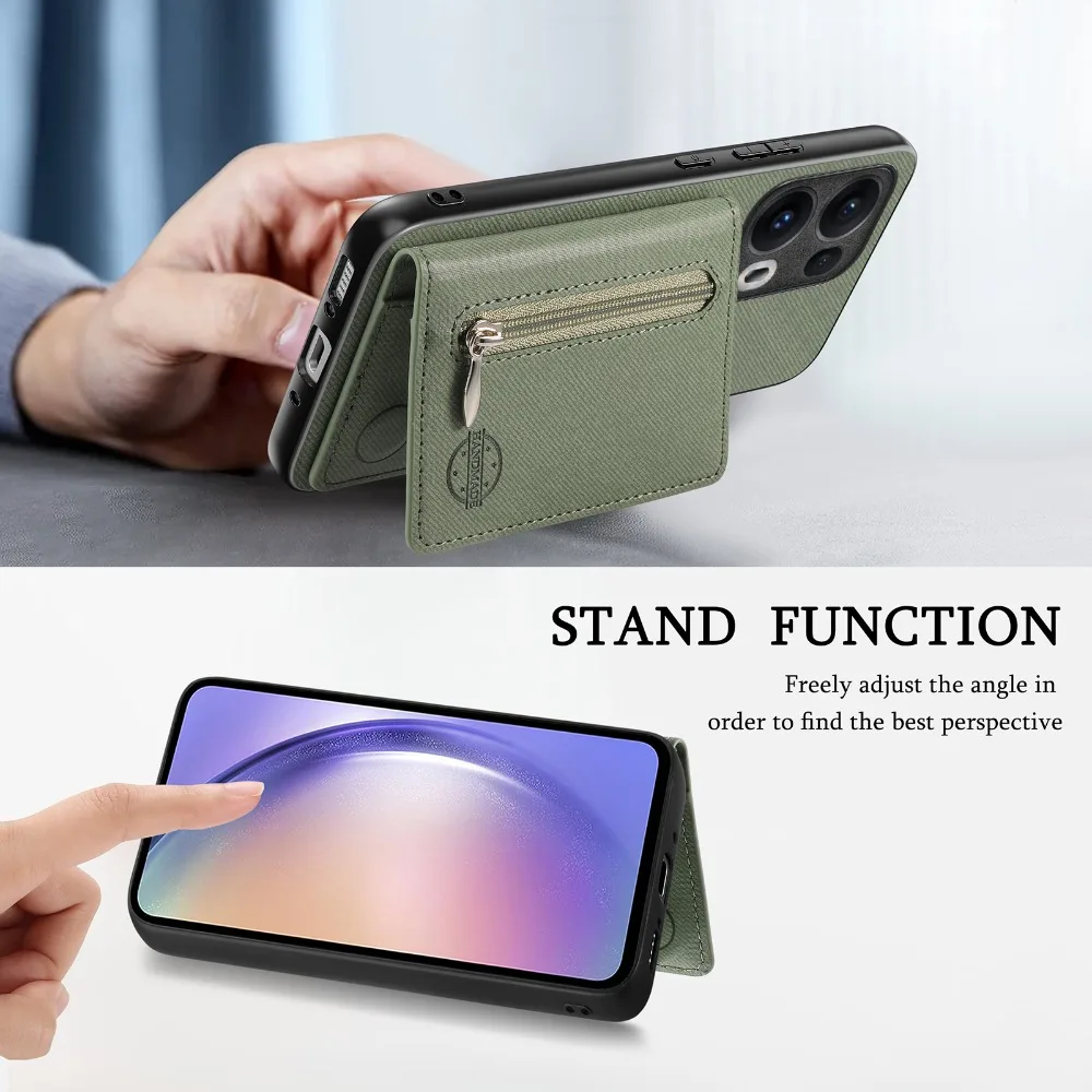 Luxury Zipper Card Holder Leather Wallet Phone Case