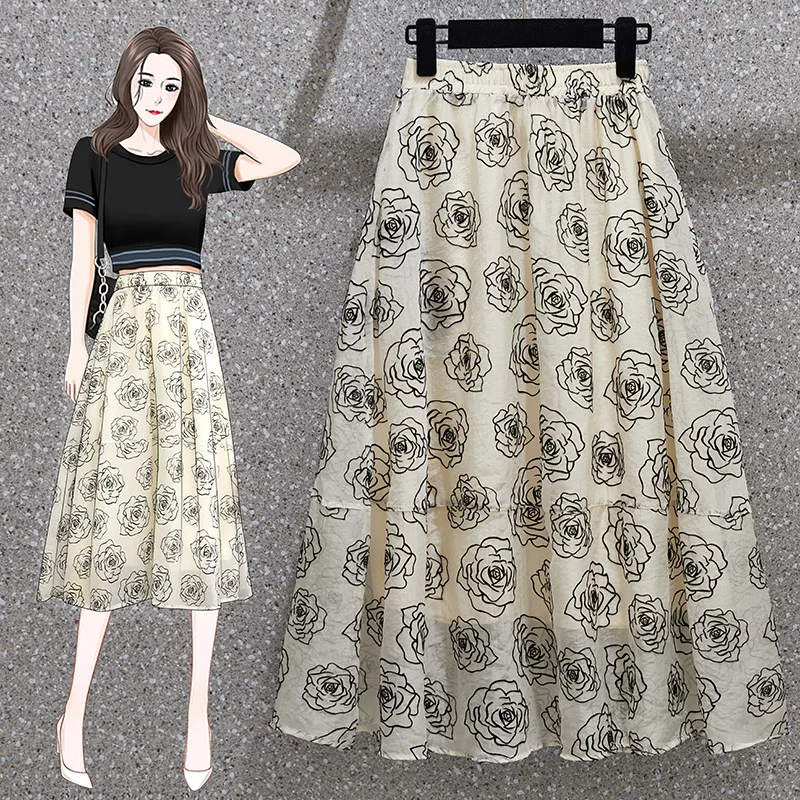 

Полуюбка Fat MM женская, Новинка лета 2023, сетчатая универсальная трапециевидная юбка средней длины с высокой талией