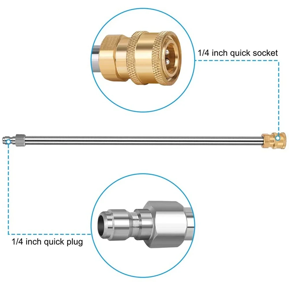 High pressure washer extension rod 1/4 inch quick plug accessory gun stainless steel extension rod spray gun 4000PSI 5
