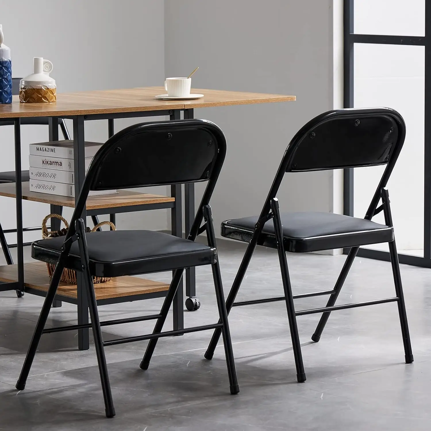Karl home 12 Pack Black Folding Chairs with Padded Seats for Outdoor & Indoor, Portable Stackable Commercial Seat with Steel