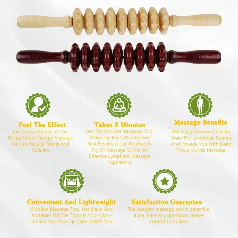 Wooden Abdomen Massager Multifunctional Fitness Roller Stick Muscle Relax Tool Body Anti Cellulite Waist Massage 9-Wheel massage tool muscle massager muscle massager stick cellulite massager roller roller massager massage roller