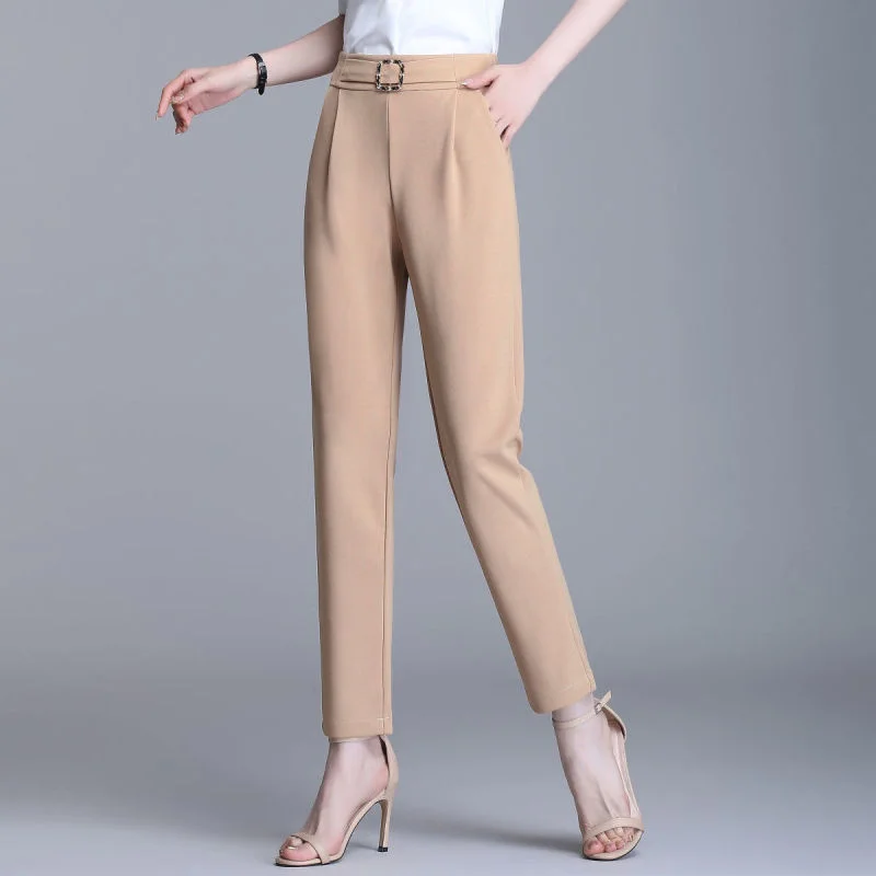 2024 Summer Ice Shreds Senior Leisure High Waisted Versatile Appear Thin Sagging Sensation Thin Style Women's Harem Pants