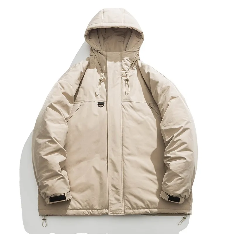 2023 Winter Men Parkas Thicken Warm Thermal Coat Male Turn Down Collar Solid Color Casual Hooded Jacket Fashion New Streetwear