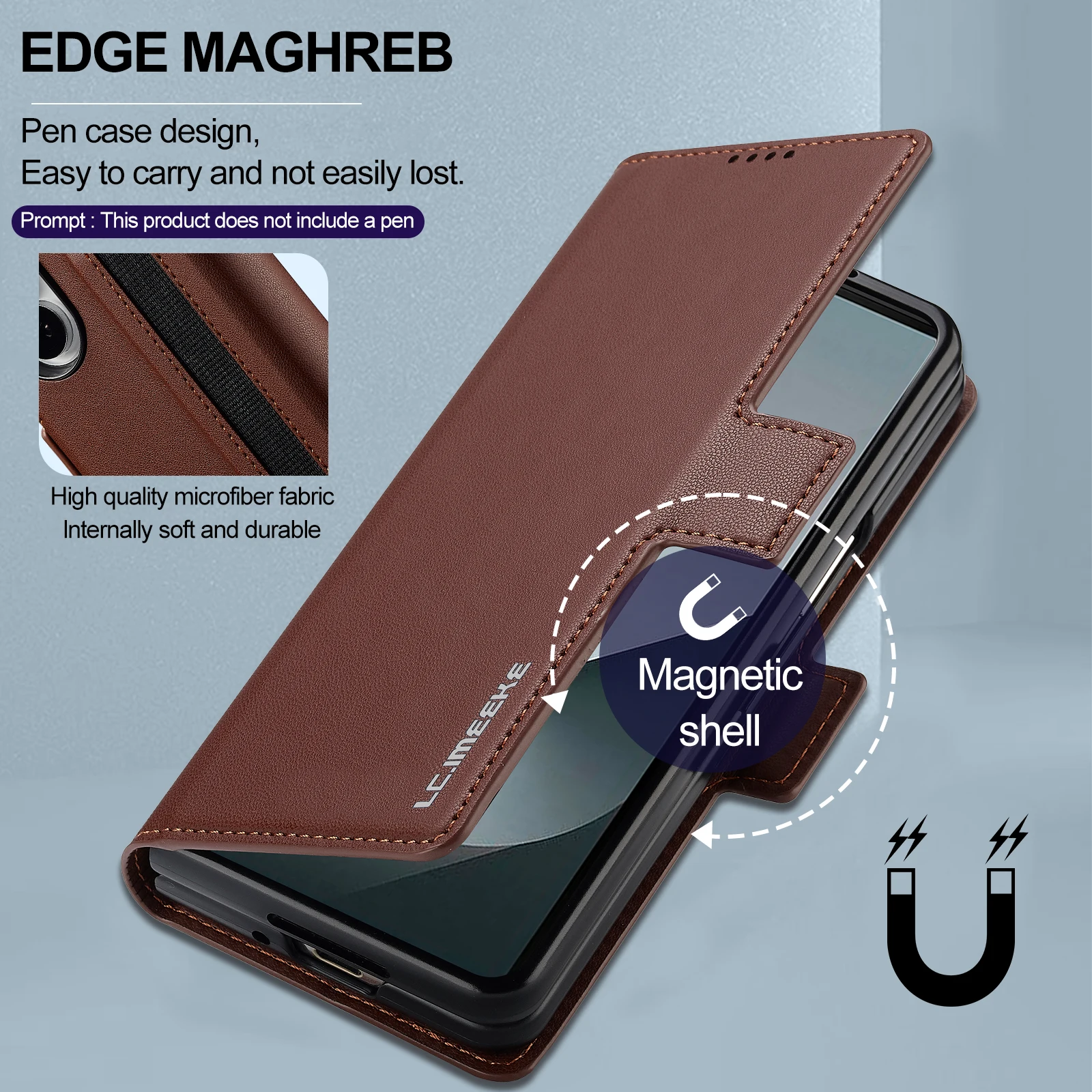 Luxuriöse Leder-Handyhülle für Samsung Galaxy Z Fold 7, 6, 5, 4, 3, Abdeckungshalter, modische Karte, Funda-Hüllen – Detail 11