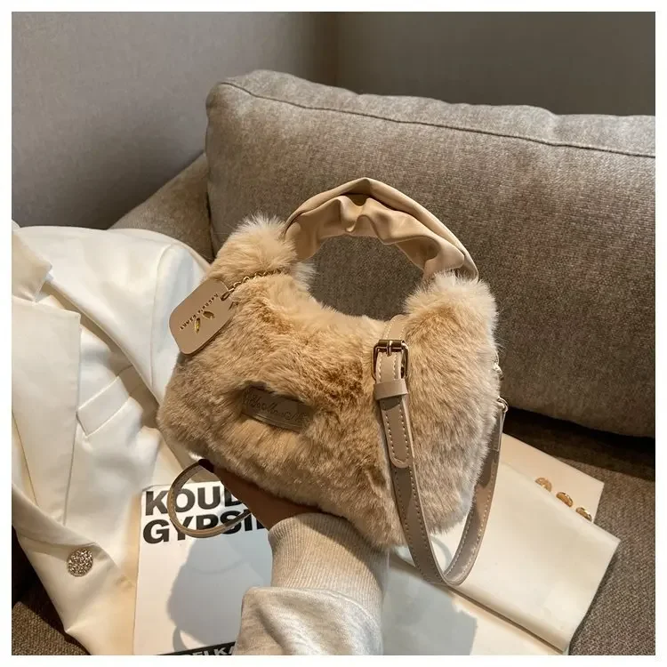 Shoulder Bags Autumn Winter Cute Plush Handbag NEW Simple Casual Sweet Street Fashion Stylish Personality Work Leisure Shopping