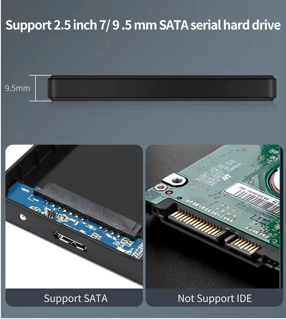 USB2.0/USB 3.0 외장 하드 드라이브 케이스 2.5인치 SATA HDD SSD 박스 (PC, 노트북, 스마트폰, PS5용) - 데이터 전송 케이스
