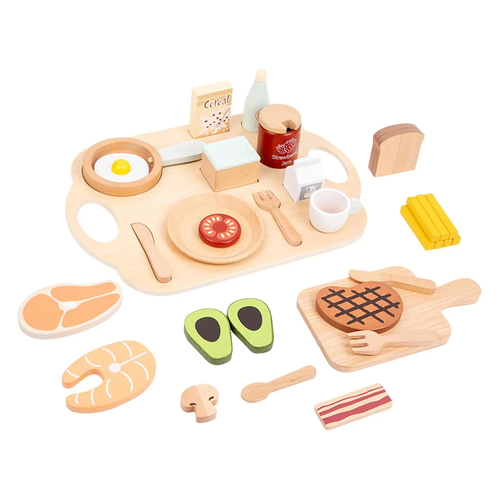 Toddlers Pretend Cooking Toys Wooden Play Food Set Window Display Crafts