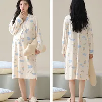 Chemise de nuit d'allaitement en coton pour maternité, imprimé Floral, vêtements de nuit, grossesse, maison, hôpital, printemps et automne 6