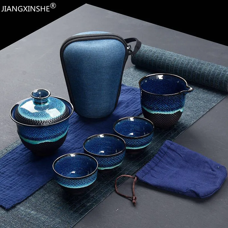 

Chinese Kung Fu Travel Tea Set Ceramic Glaze Teapot Teacup Gaiwan Porcelain Teaset Kettles Teaware Sets Drinkware Tea Ceremony