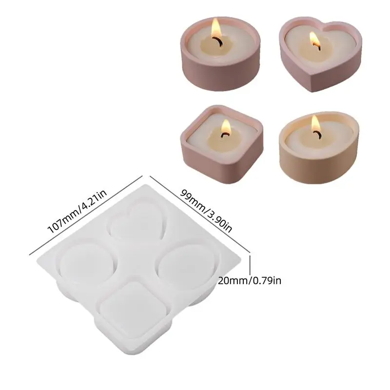 Tealight حامل شمعة كوب قالب من السيليكون الحب الفط...