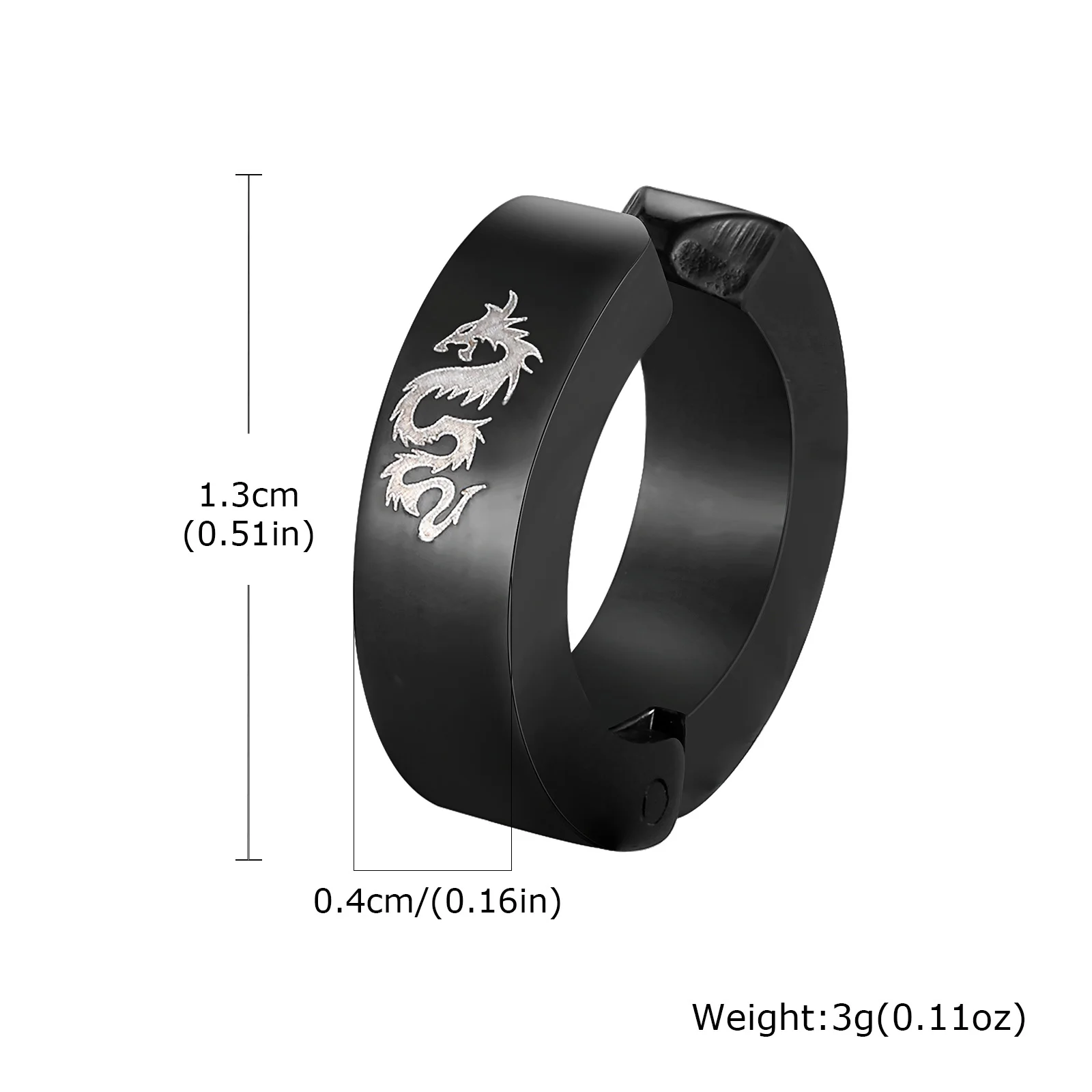 Dragon Non Piercing Clip Earrings for Men Boy Gift Stainless Steel Magnetic Type Hoop Earrings Punk Hip Hop Ear Ring Jewelry hoop earrings,ear clip earrings,clip earrings,ear accessories,magnetic earrings