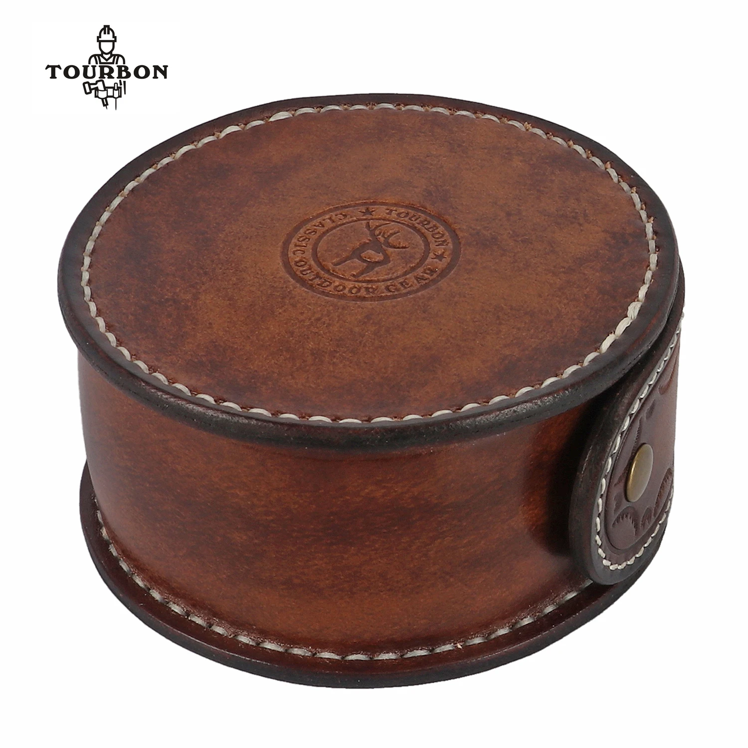 Tourbon Retro Genuine Leather Portable Single Watch Storage Case