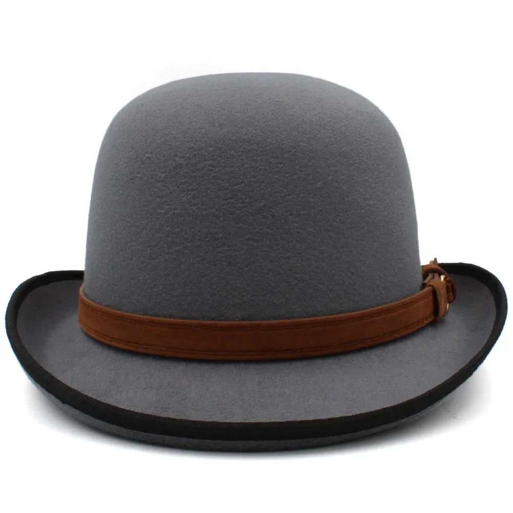 Männer Frauen Wolle Mischung Oval Top Bowler Hüte Woll Fedora Caps Trilby Klassische Derby Sonnenhut Einstellbar UK M-L UNS 7 1/8-7 3/8 – Detail 11