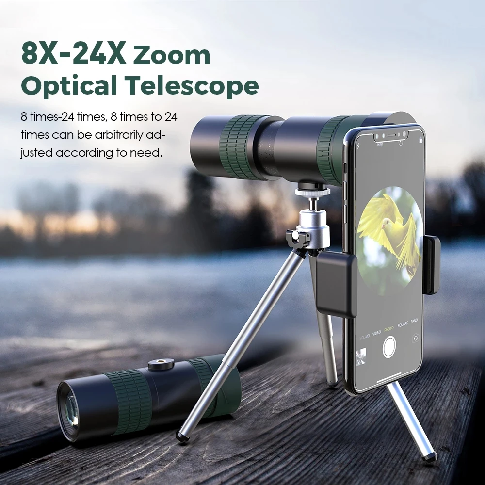 best telephoto camera phone TOKOHANSUN 8-24x30 Zoom Telephoto Telescope lens Monocular Long Range Foldable Tele phone lenses for phones Hunting Camping 100x zoom lens for mobile