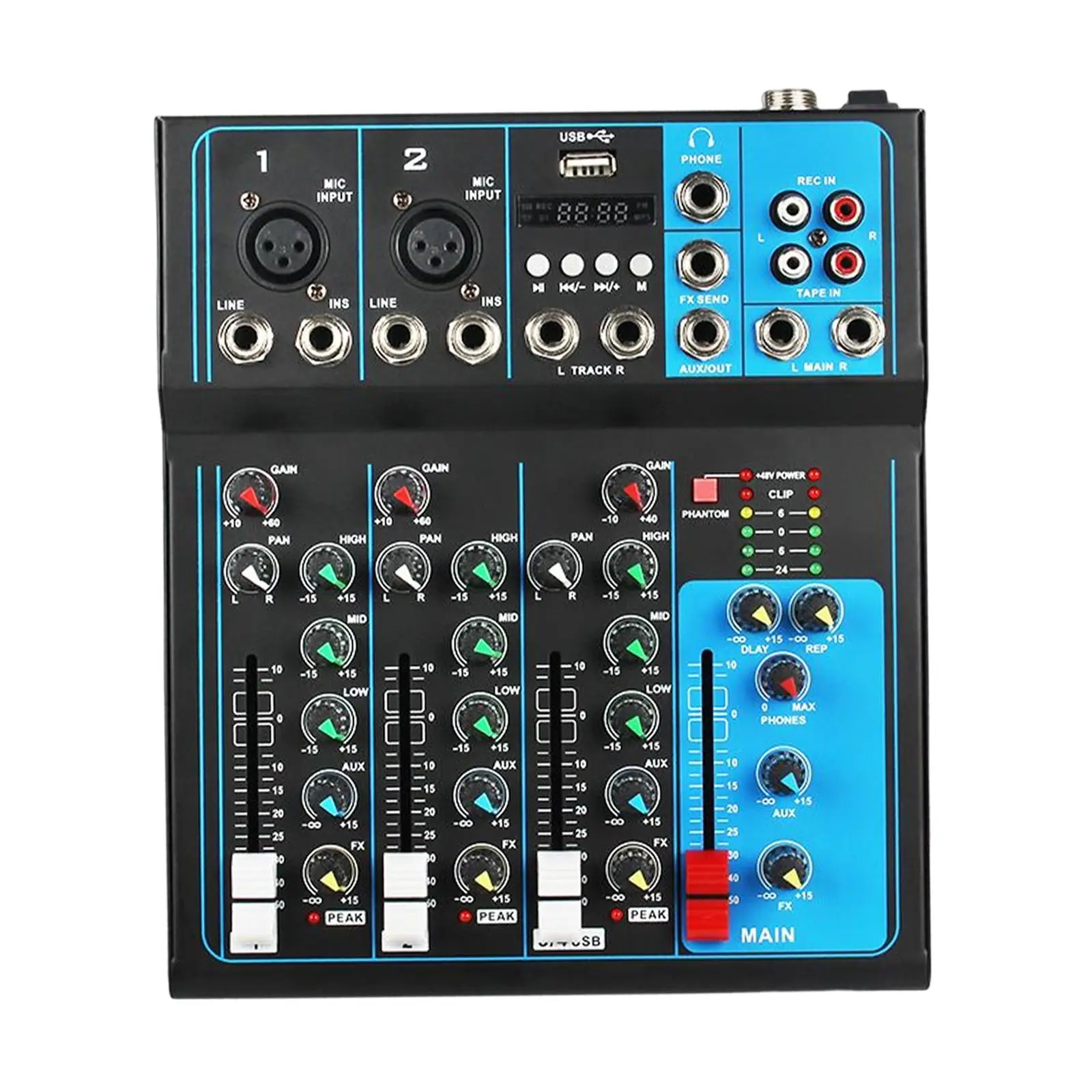 

Микшерная плата DJ, 4-канальный миксер USB, цифровой Миксер с европейской вилкой, Тип потенциометра, стабильный размер передачи 23,5x20,2x3,8 см