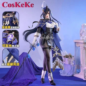 CosKeKe Clorinde Cosplay Game Genshin Impact Costume Gorgeous Elegant Combat Uniforms Women Halloween Party Role Play Clothing
