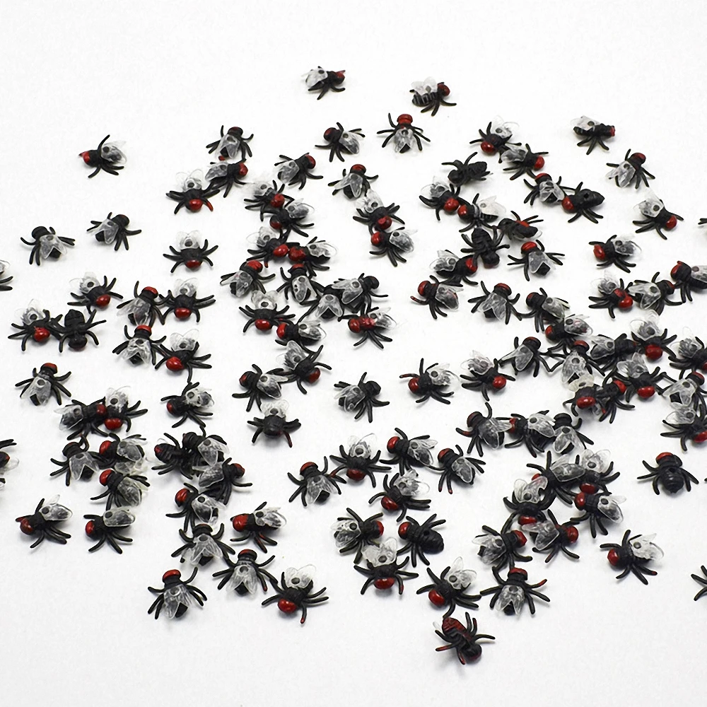 10Pcs Mini Fake Fly Prank Toys Simulation Flies Funny Trick Practical Joke Maker Horror Halloween Decoration Novelty Gag Toys