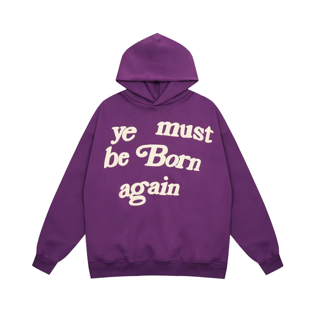 2023fw Fleece Ye Must Be Born Again Hoody Men Women 1:1 Puff Print 
