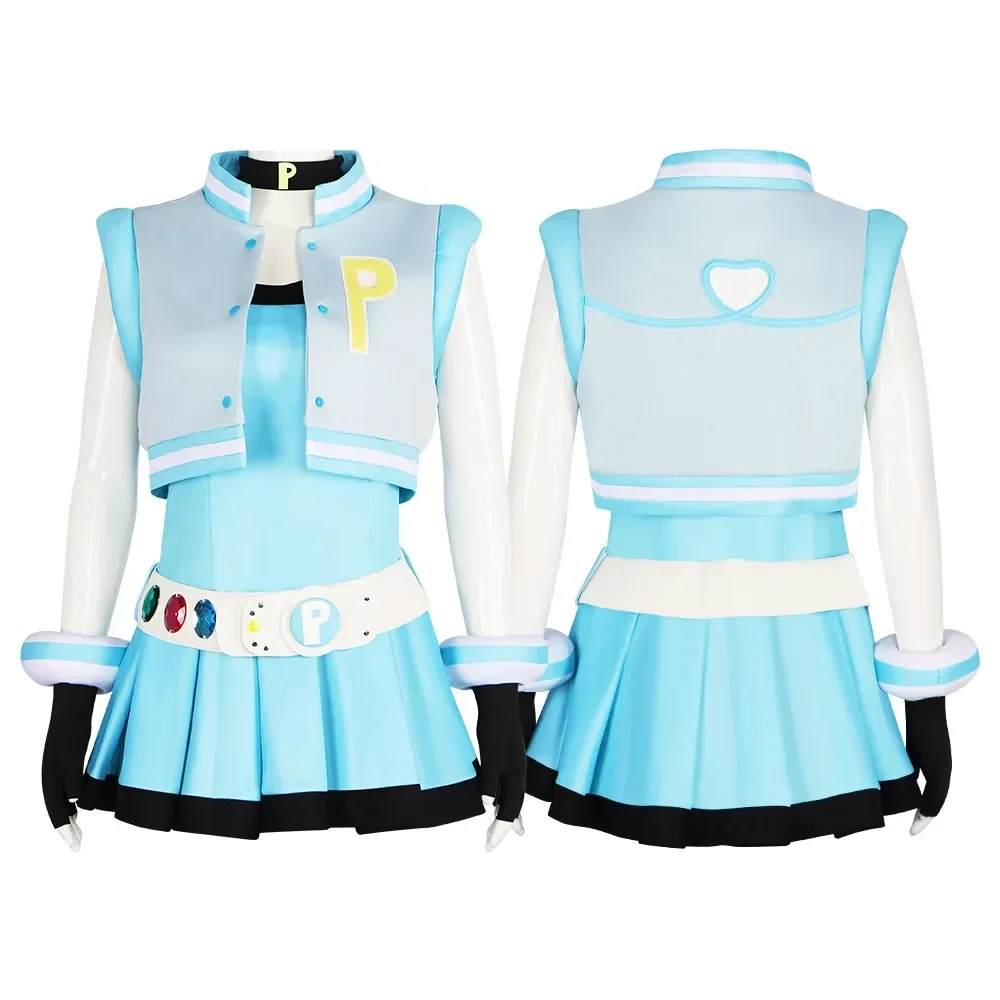 Anime Powerpuff Girls Cosplay Costume Blossom Buttercup Bubbles Adult Women Dress Suit Uniform Halloween Outfit Party
