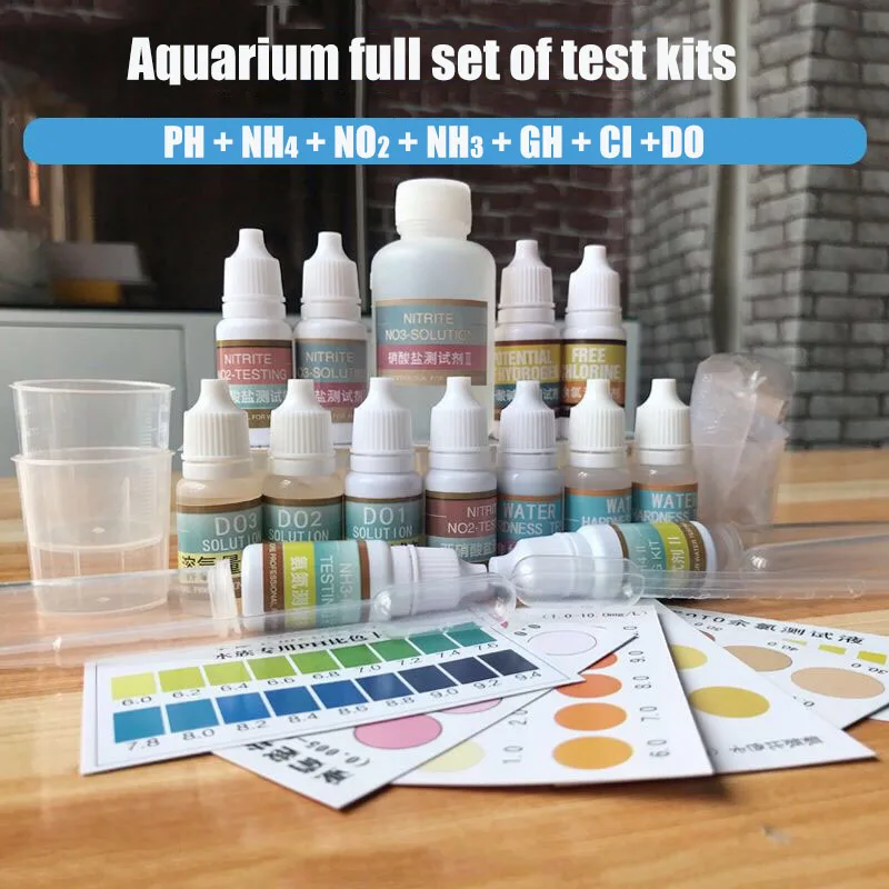 PH NH4 NO2 No3 GH CI H2S aquarium fish tank water quality testing solution aquaculture water quality Testing monitoring agent fish aquarium turtle tank