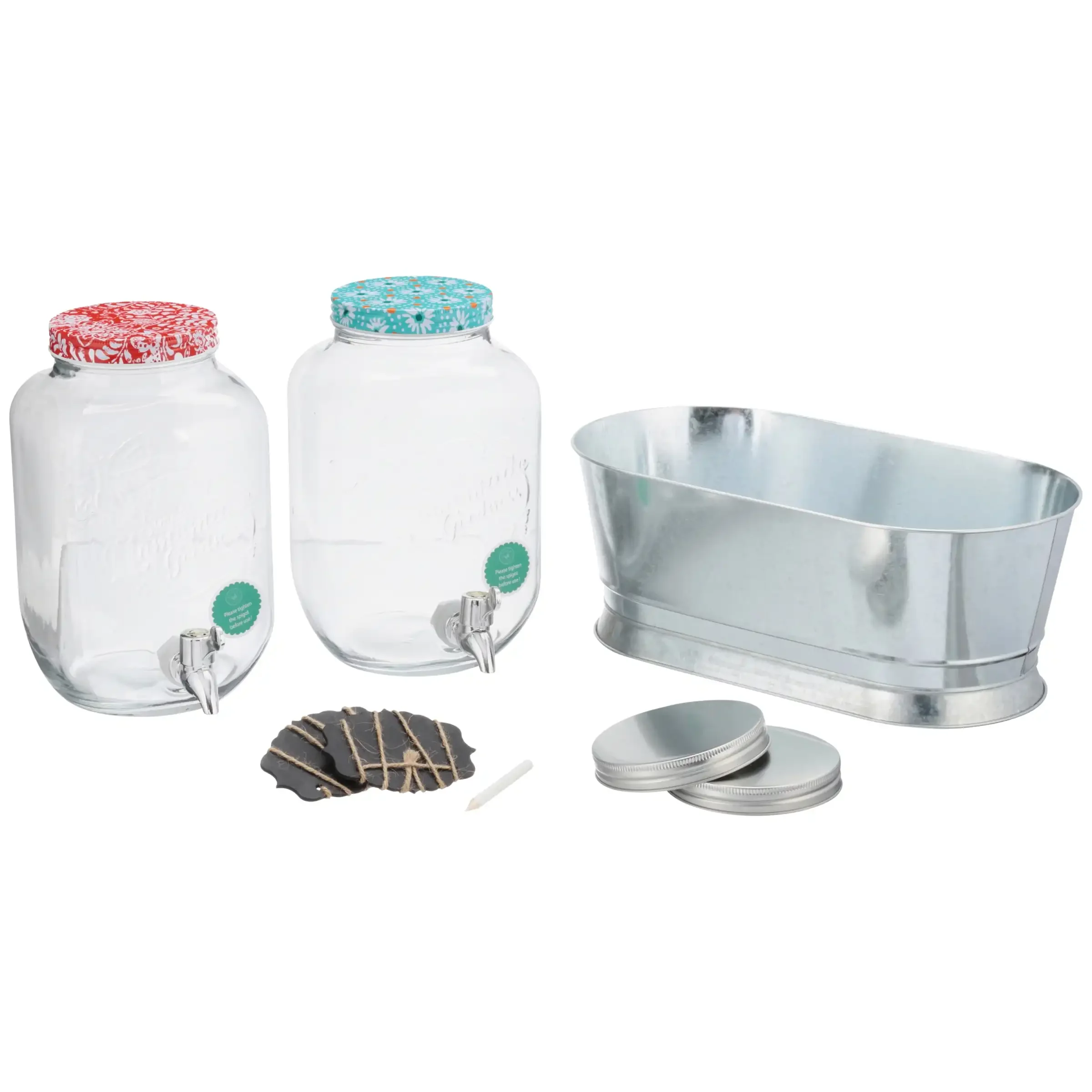 

Simple Homemade Goodness Drink Dispenser Set with Ice Bucket, Chalk Boards and Chalk Pencil