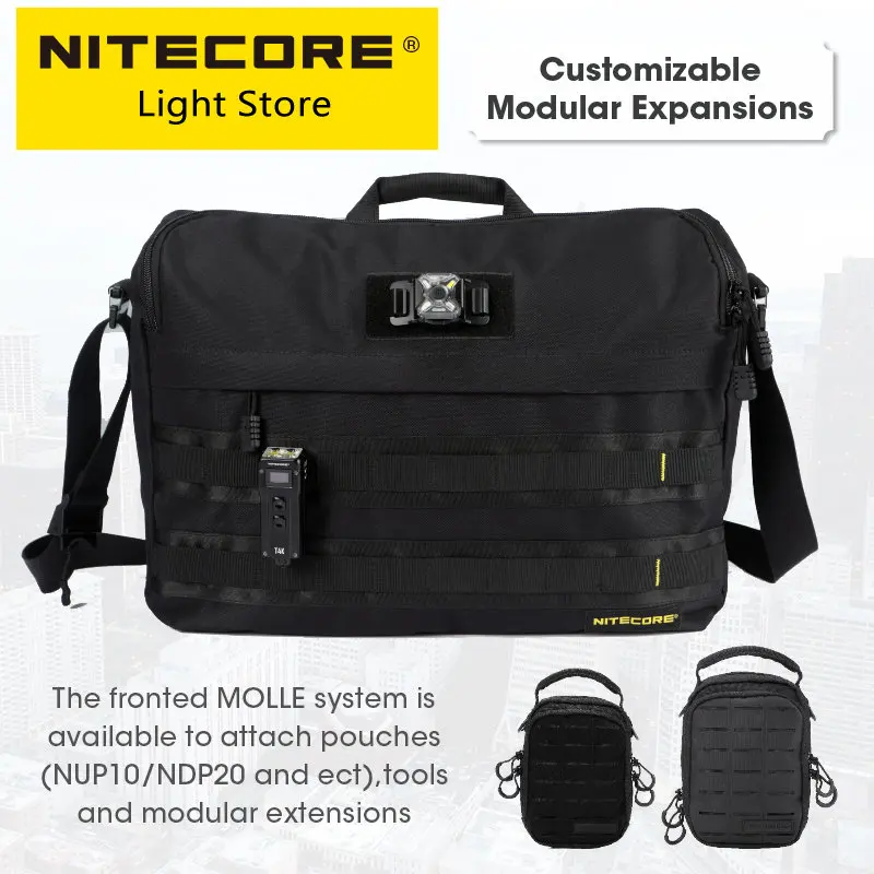 

Nitecore SLB09 9L Commuter Sling Bag Black Business Laptop Shoulder s Men 500D Travel Waterproof Range Molle System Male