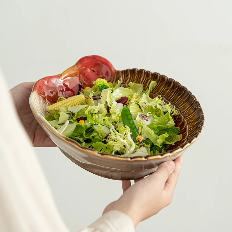 Turkey shape ceramic salad bowl fruit plate tableware dinner plate meal bowl kitchen utensils New Year Christmas