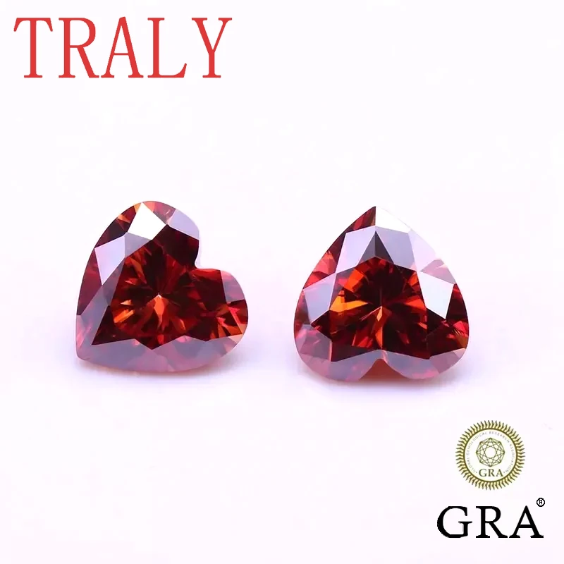 

Pomegranate Red Plated Mosonite Bare Stone Heart shaped 1ct to 3ct D-color VVS Tested with GRA Certificate Tester