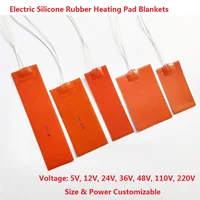 5V 12V 24V 110V 220V 380V Electric Silicone Rubber Heating Pads Blankets Sticker Heated Plate Mat Flexible Waterproof 3D Printer 1