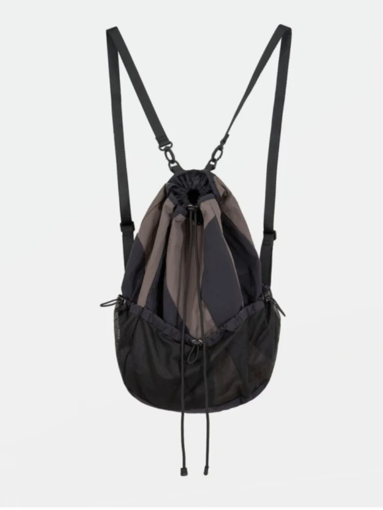 Contrast Color Gauze Casual Bags Fashion Drawstring Backpack Trendy Y2k Aesthetic Schoolbag Girl Sports Shoulder Bags