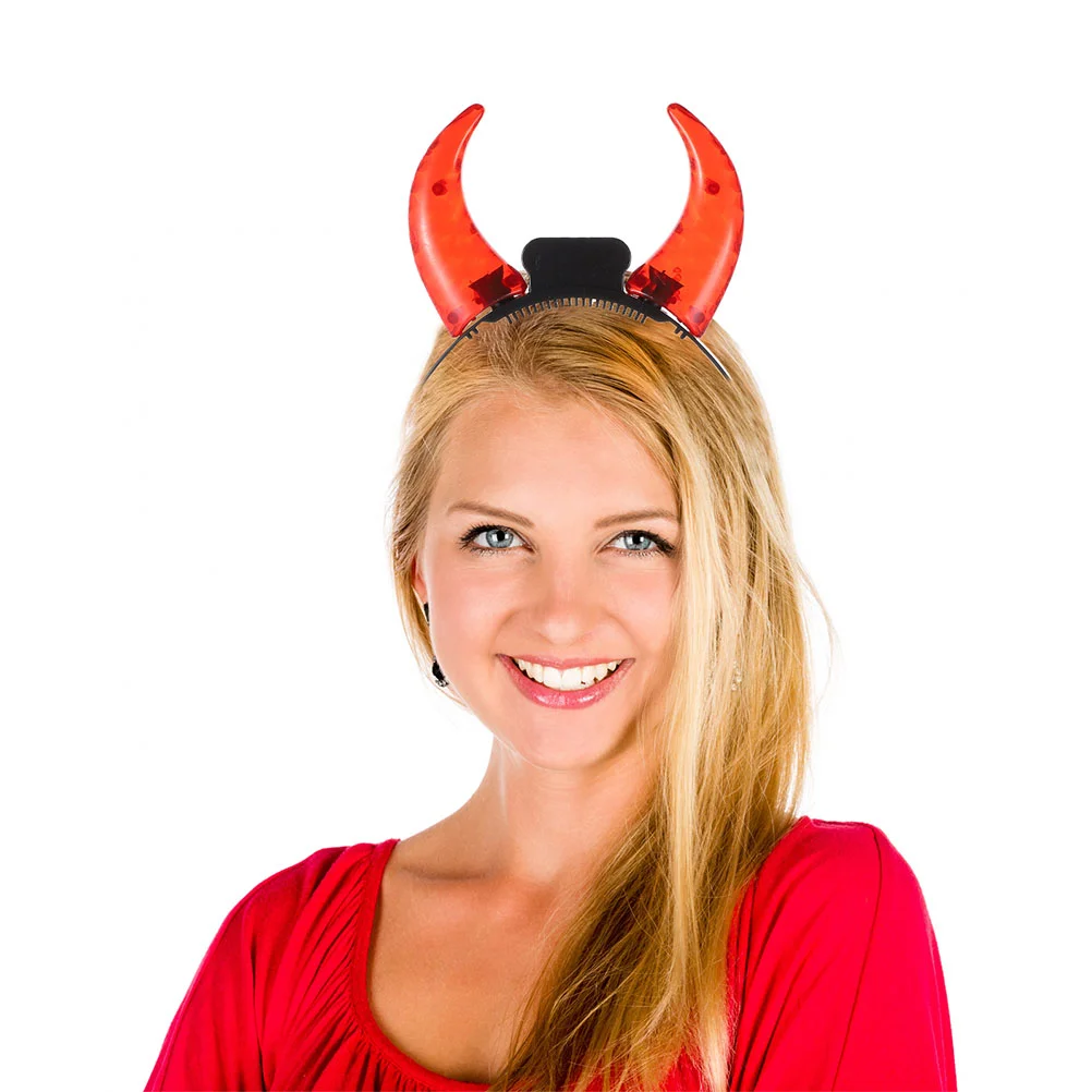 

Interesting Glowing Devil Horn Hairband Unique Headdress Prop Devil Horn Headband