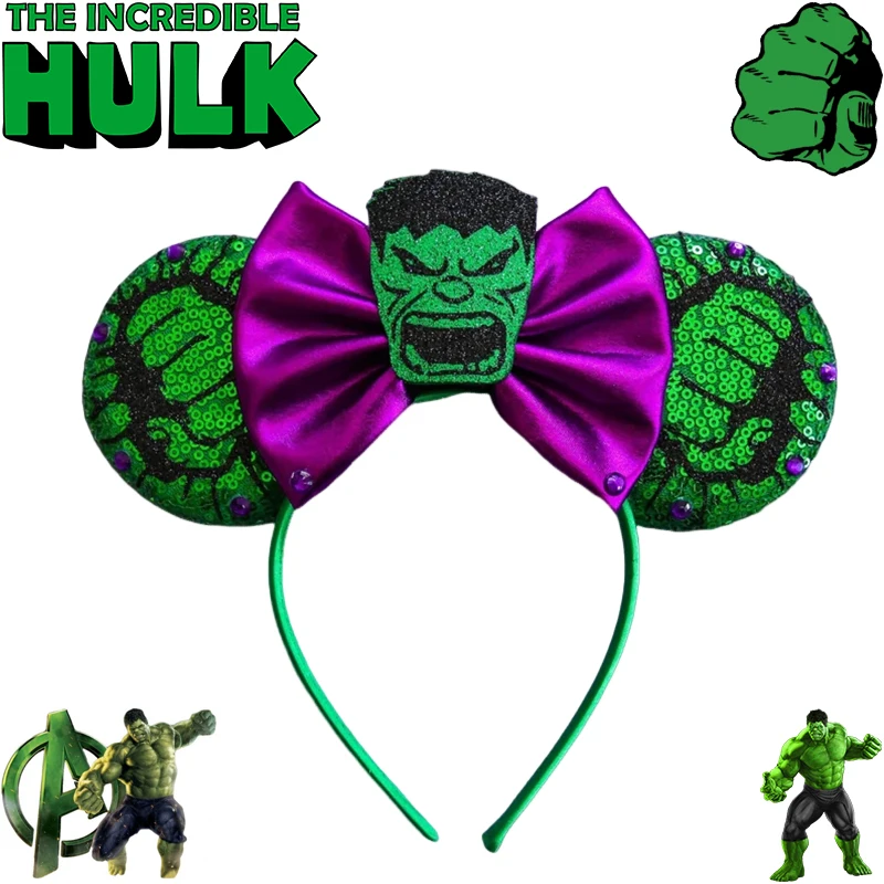 Marvel Hulk Hair Bands For Girls Avengers Robert Bruce Banner Hair Accessories Women Superhero Green Fist Ears Headband Kid Gift 10pcs wholesale marvel superhero spider man headband kids avengers ears hair accessories women iron man captain america hairband