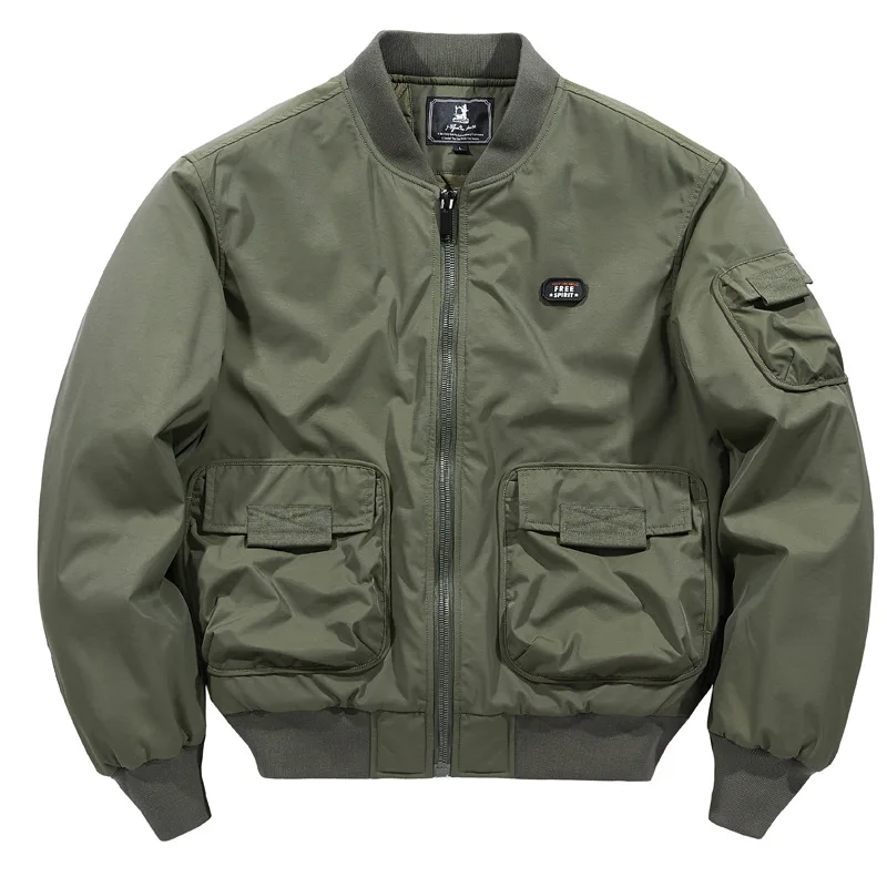 

Мужской утепленный хлопковый бейсбольный костюм, куртка-пилот с несколькими карманами, Осень-зима 2024