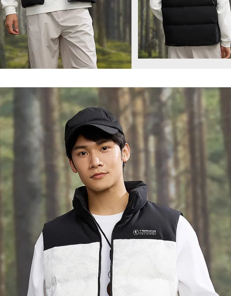 Description Picture 5 of itemQIAODAN Winter Sports Jacket Men 2025 Stand Collar Warm Windproof Versatile Outdoor Vest Tops Male Fashion Loose QXEKD3244005