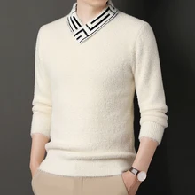  New Brand Fashion Designer Luxury Soft Sweater Men Winter Knit Pullover Casual Jumper Man Clothing Y575 