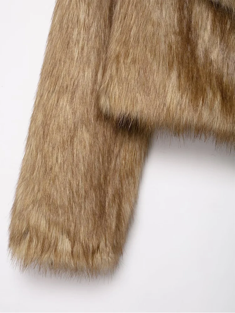 Fluffy Fur Short Coat For Women Winter New High Street Vintage Thick Fur Jacket Coat 2025 Fashion Elegant Ladies Lapel Coat