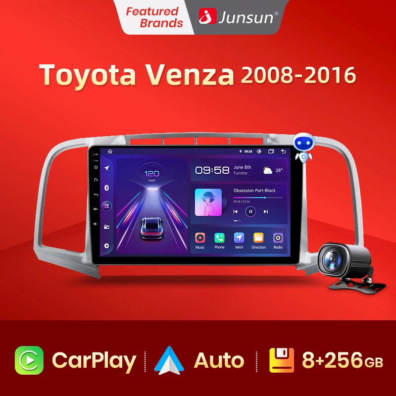 Junsun V1 Pro 8g+128g For Toyota Venza 2008 2016 Android Car Radio Car Video Players Carplay