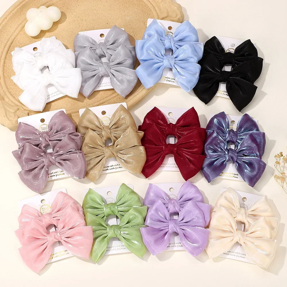 BABY BOWS 2 Stück 4,3 Zoll Große Schleifen Chiffon Haarspangen Cheerleader-Schleifen Haarklammern Kinder-Kopfschmuck Modische Mädchen-Haaraccessoires